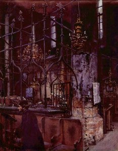 プラハの古いシナゴーグ 作： Adolph Menzel
